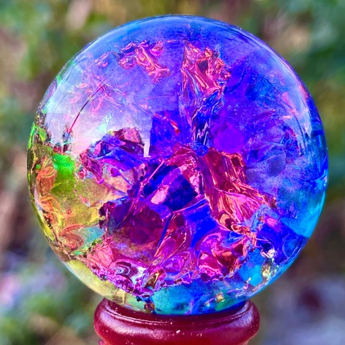 Sfera di quarzo arcobaleno titanio naturale 157G sfera di cristallo guarigione - Foto 5 di 24