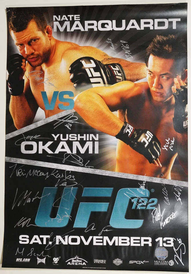 Póster firmado por tarjeta UFC 122 SBC Nate Marquardt Yushin Okami Amir Sadollah +17 SBC Foto 2 de 4