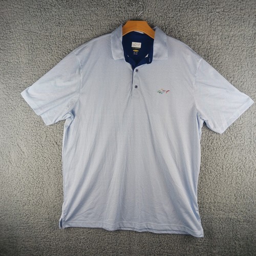 Camisa Polo Greg Norman Para Hombres 2XL Manga Corta Azul Geométrica Jugar Seco Golf Logo - Imagen 1 de 9