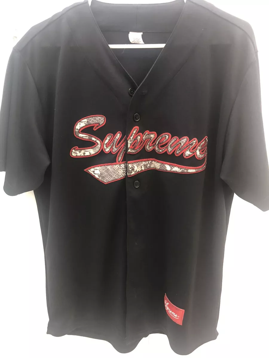 Supreme Snake Script Logo Baseball Jersey w/ Tags - Blue T-Shirts