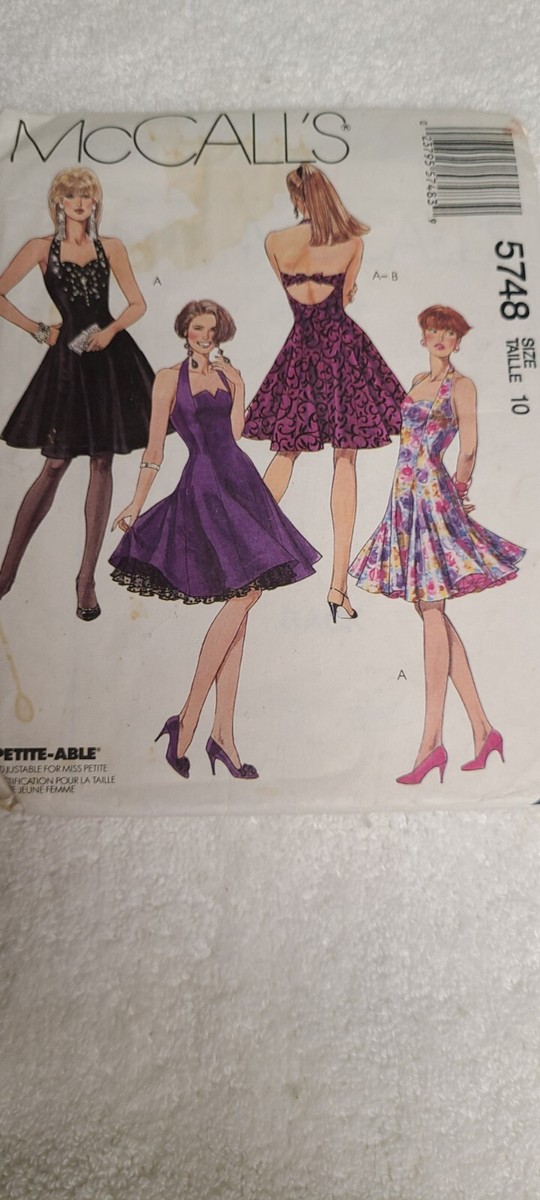 Sewing Pattern for women's halter dress McCalls 5748 size 10 Circa 1992 |  eBay
