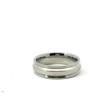 Triton Stainless Steel 7mm Satin Center Polished Grooved Edge Band Ring