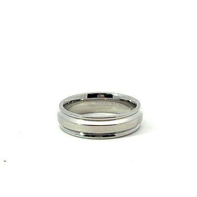 #ad Triton Stainless Steel 7mm Satin Center Polished Grooved Edge Band Ring $11.60