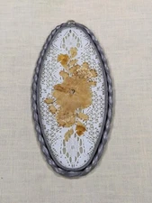 Vintage 70s Lasting Impressions Dried Pressed Flowers in Glass Hanging Decor 