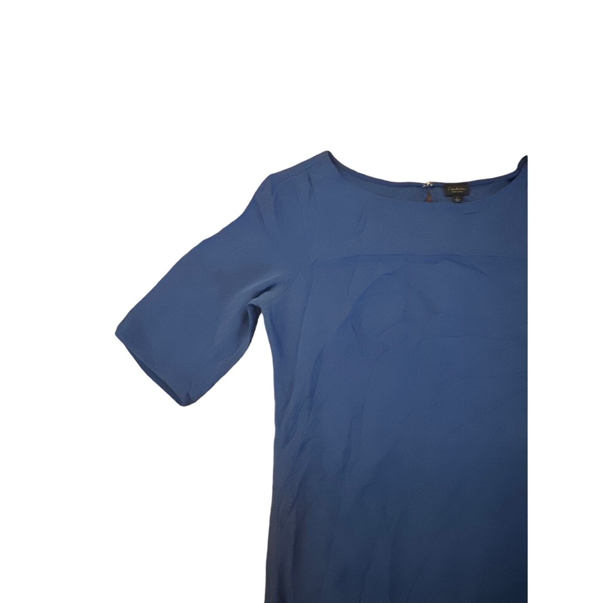 Women S T. Babaton Aritzia 100% Silk Blue Short Slv Shift