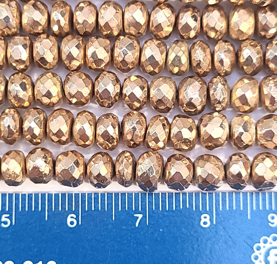 1 hilo de cuentas rondelle de pirita facetadas chapadas en oro rosa de 5,5 mm hilo de 10" Foto 4 de 4