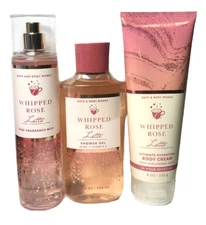 Bath and Body Works 3 Piece WHIPPED ROSE LATTE Mist Gel Cream ~ FREE SHIPPING