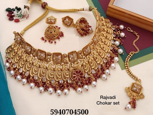 Gold Plated Rajwadi Choker Necklace 