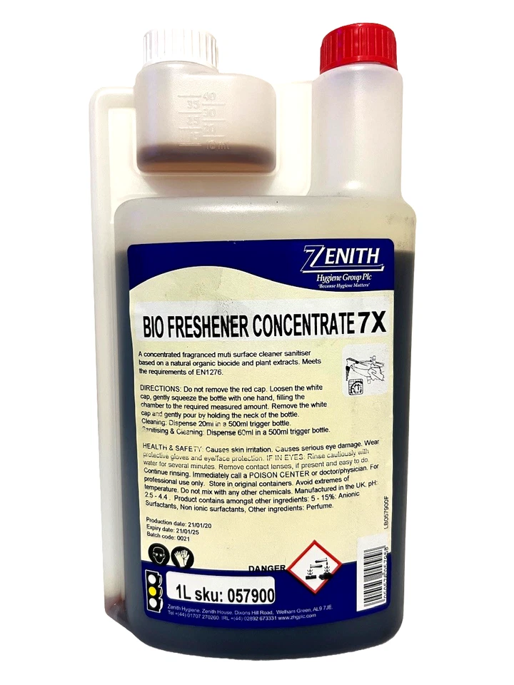 ZENITH HYGIENE BioFreshener Concentrate 1L Antibacterial MultiPurpose Sanitiser Surface Cleaner