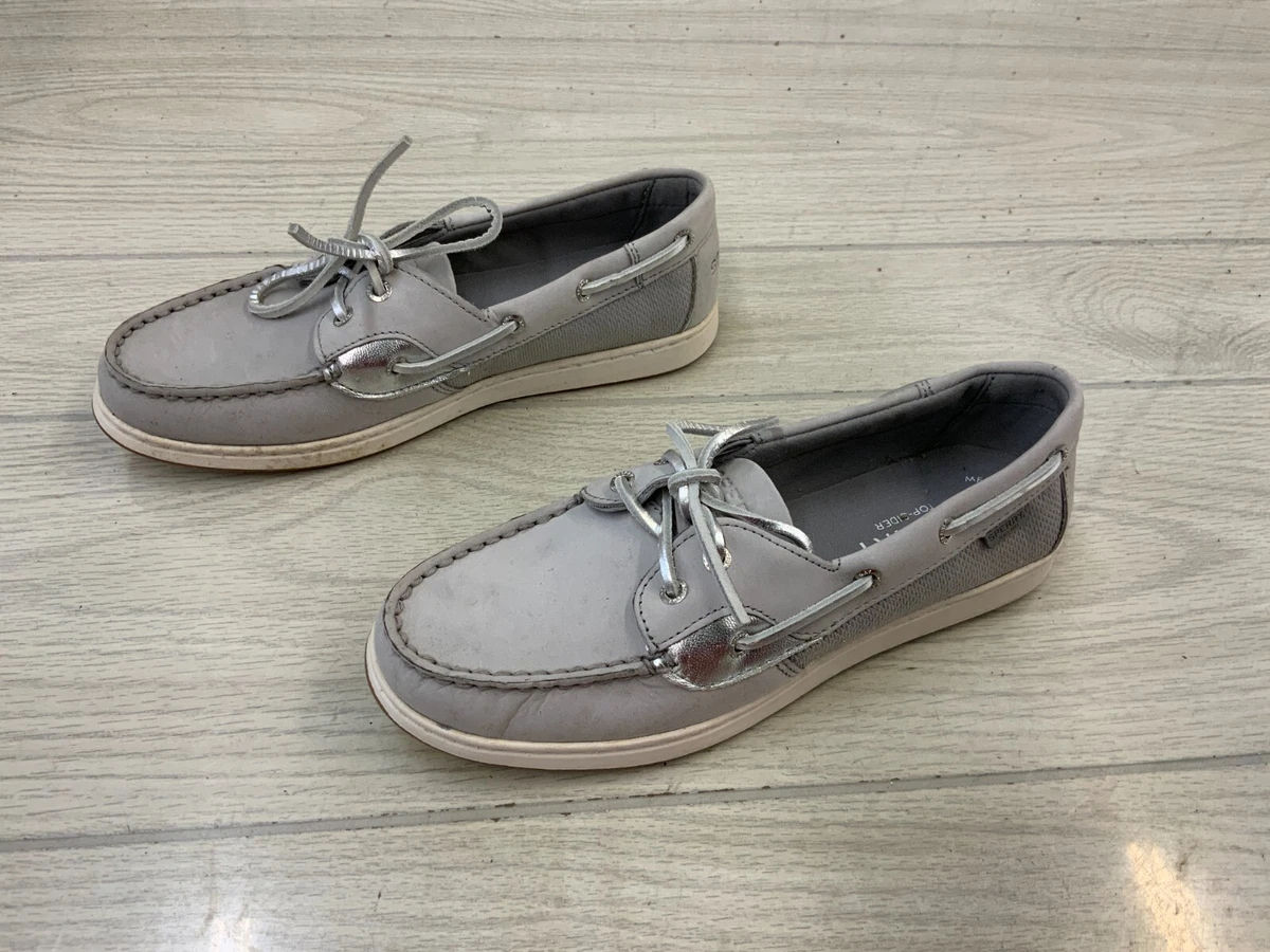 Sperry Starfish Pin Perforated Boat Shoes Women s Size 7.5 M Gray MSRP 90