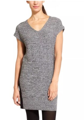 ATHLETA After Hours Short Sleeve Sweater Dress Marled Gray Black Women s XXS