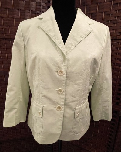 ANN TAYLOR Damen Blazer Jacke Damen 10 Hellgrün Baumwolle Komplett Gefüttert Neu - Bild 7 von 9