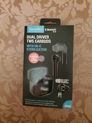 NuvoMed Dual Driver TWS Earbuds W/UV-C Sterilization & Bluetooth 5.0