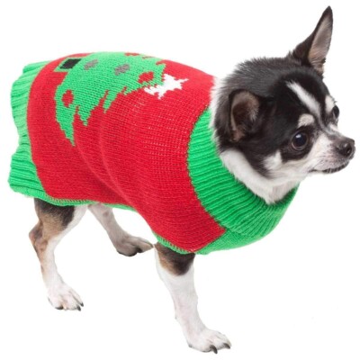 Warm Christmas Tree Sweater Dog Halloween Costume 14-23lb Size Medium Pet  Cat