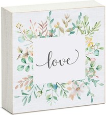 Counterart Wood Block D cor Message Love Sign, 3.75 inches Square