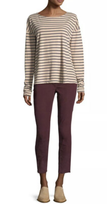 NWT Women's Current/Elliott ''The Stiletto'' Wine Corduroy W/ Cut Hem Pants Sz 25