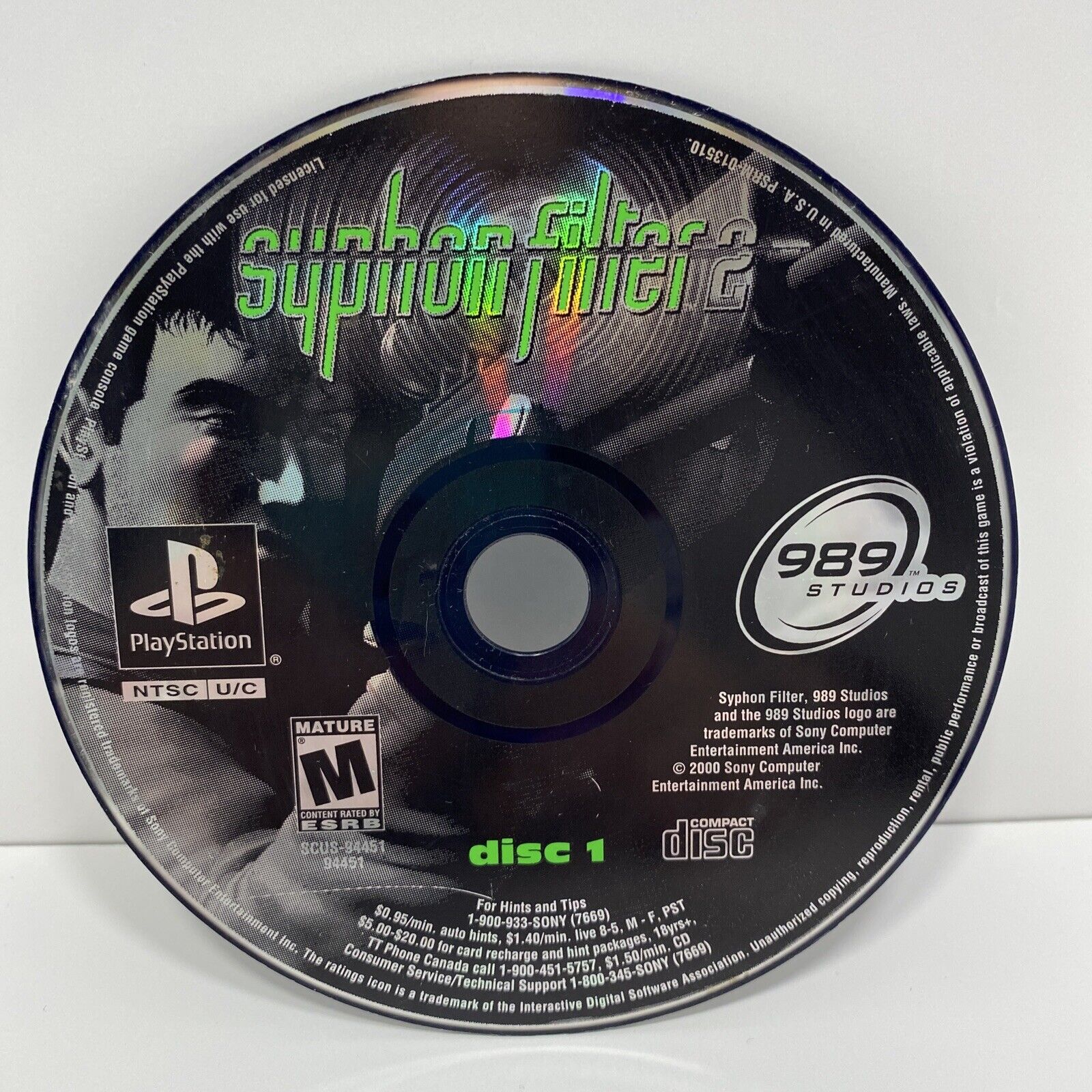 Syphon Filter 2 PS1 PLAYSTATION 1 GAME RESURFACED DISC 1 ONLY