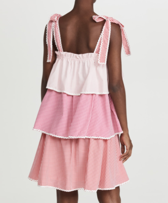 english factory pink gingham dress English Factory Gingham Pleated Shirt Mini Dress