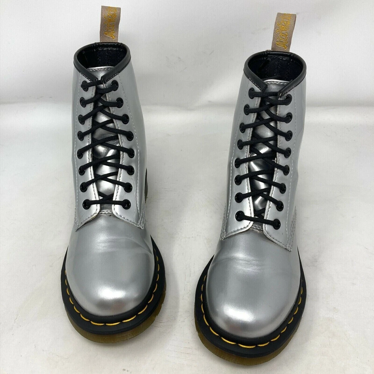 Dr martens 1460 silver chrome sale
