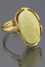 Genuine BALTIC AMBER White Gold Plated Silver Adjustable Ring 5.8g 20200220-5