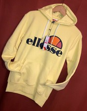 Men's Ellesse Yellow Soft Fleece Sweatshirt pop over Hoodie Size XS