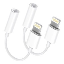  Apple MFi Certified 2 Pack for iPhone Headphone Jack 2 Pack/L-3.5, White