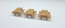 1/43 lot 3 tables pique nique imitation bois parc jardin décor diorama