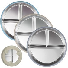 Stainless Steel Kids Plates with Suction, 9 Inch Unbreakable Anti-Slip Sili...