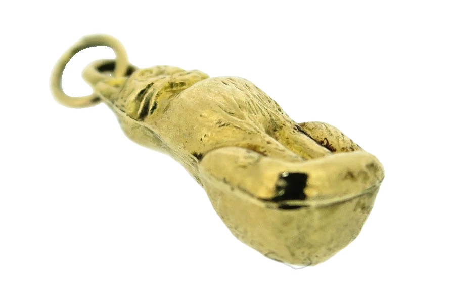 Katze Anhänger 9kt Gold Gelb 3D Hohl Sitzend Aufrichtig Vintage Punze London 1970