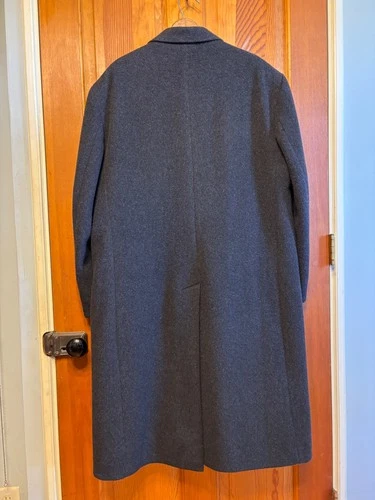 Vintage Roberto Vasalli Men's Charcoal Gray Cashmere Blend Overcoat XL image 2