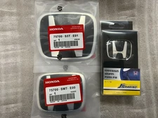 FOR ACCORD SEDAN 2008-2013 3PCS BLACK CHROME FRONT REAR STEERING BADGE EMBLEM