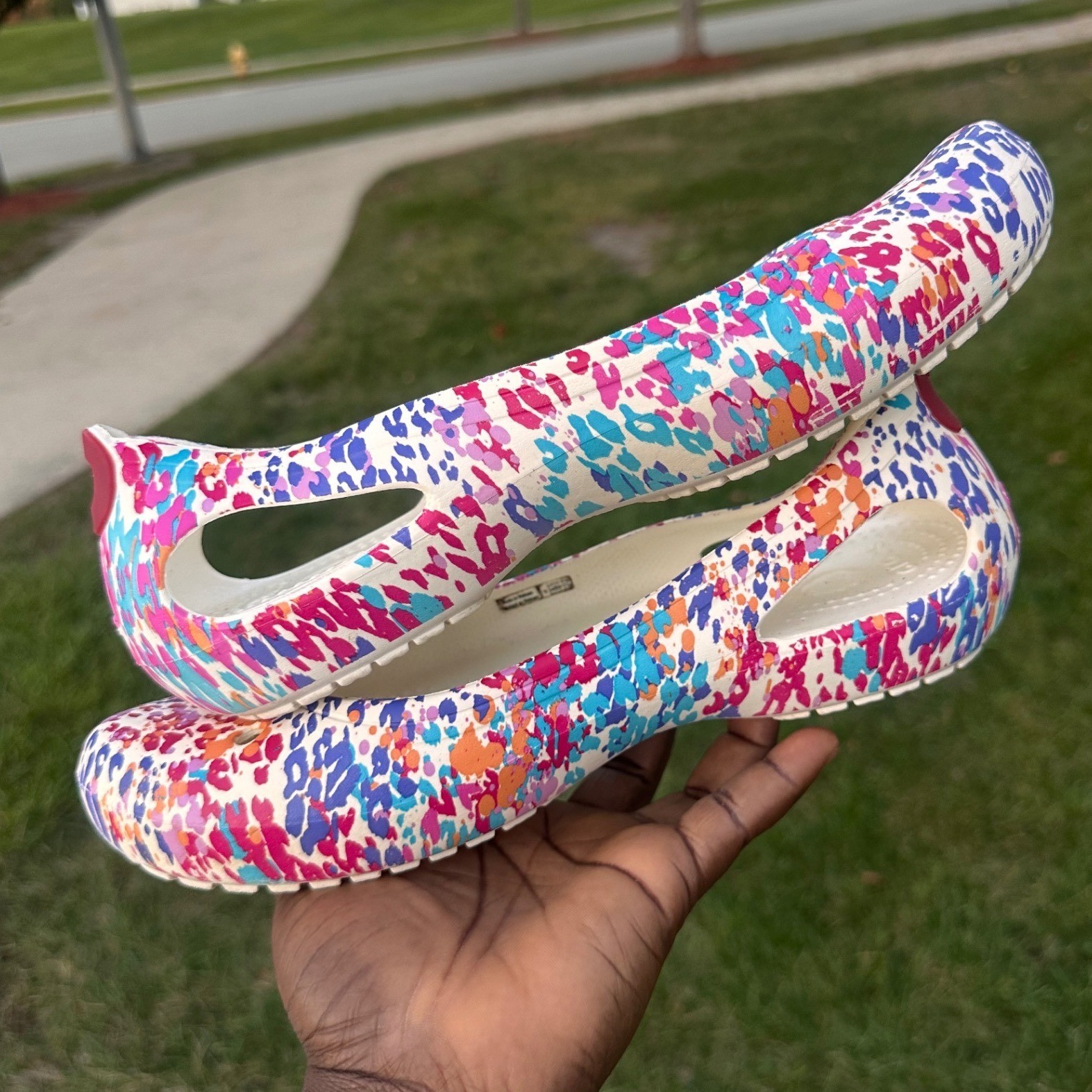 Multi White Crocs Crocs Kadee Multi Leopard Print Ballet Flats Womens Size 9 Slip On ...