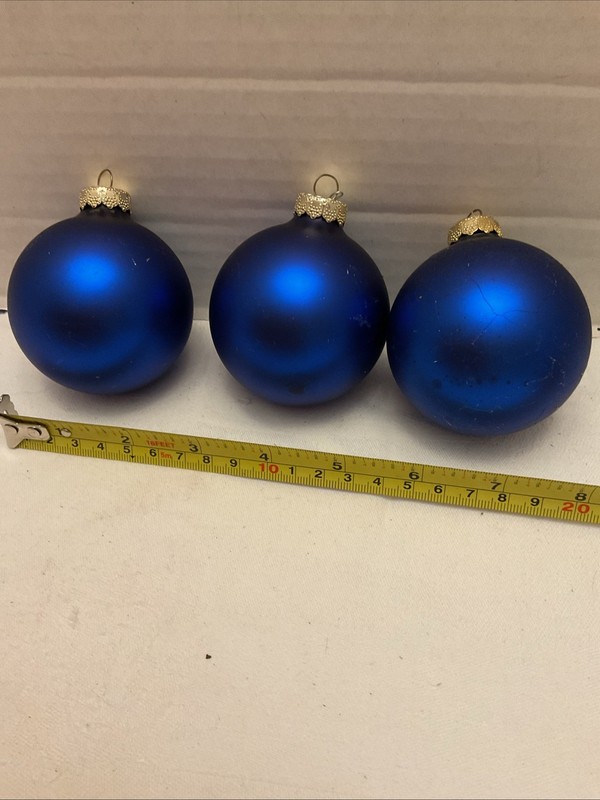 3 Vintage Krebs Christmas Tree Ornaments 2” Blue -Z