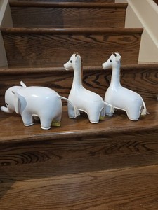 Zuny Animals Set Elephant and + Giraffes Figurines In White