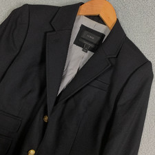 J.Crew Schoolboy Blazer Women's 4 Black Stretch Wool Gold Button Tailored Jacket