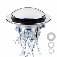 Chrome Bathroom Sink Drain Stopper,Universal Pop-Up Drain Stopper Plug Strain...