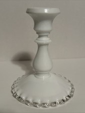 Vintage Fenton White Milk Glass Silver Crest ...