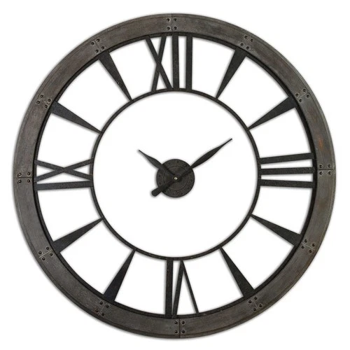 Uttermost 06084 Bronze Ronan Large Rustic Wall Clock - Picture 3 of 5