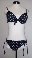 TAHITI Swim Bikini Set Multicolor Polka Dot Push Up size M RN#136739
