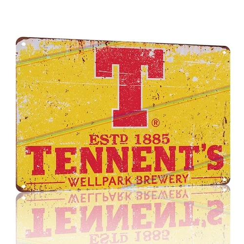 Vintage Iron Art Estd 1885 Tennent Tin Metal Signs Home Décor 8x12