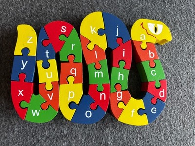 ABC Lernschlange zum Puzzeln echt Massivholz