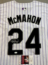 COLORADO ROCKIES- RYAN McMAHON AUTOGRAPH #24 PINSTRIPE NIKE JERSEY JSA CD81310