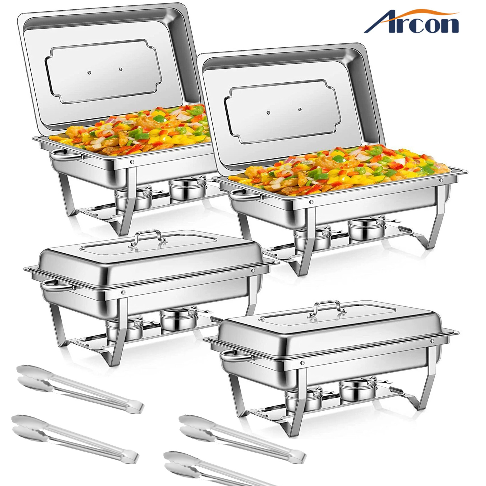 Chafing Dish Buffet Set 4 Pack 13.7 QT Stainless Steel Chafer for Catering