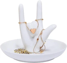 Ceramic Hand Ring Holder I LOVE YOU Hand Dish Jewelry Tray Ring Holder