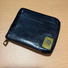 Diesel Men Black Leather Bifold Wallet Zipper Type Braveman Plate Luxury Modern
