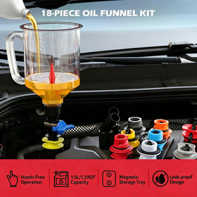 18PC Engine Oil Funnel Kit  1.59QT/1.5L Automotive Coolant Funnel Set 12 Adapter