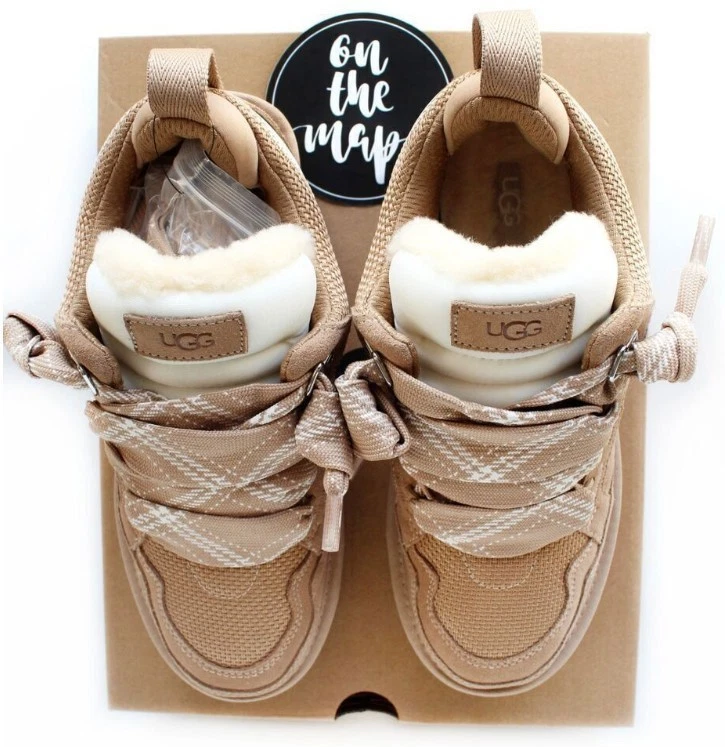 Christmas Gifts Women Gift UGG Lowmel Brown Suede Sheepskin Trainers Woman New - Image 2 of 4