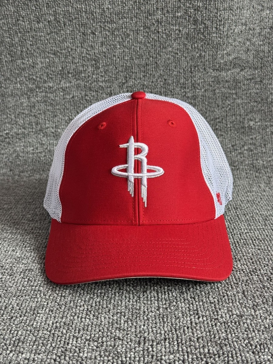 '47 Brand Houston Rockets Trucker Snapback Red White Curved Brim Hat