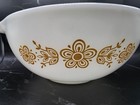 Vintage Pyrex 443 White Milk Glass Floral Gold Mixing Bowl w/ Handles 2.5 Qt — photo 4