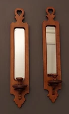 Vintage Pair 2 Tell City Chair Co. Mirror Candle Holder Wall Sconces